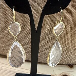 Elegant Gold and Silver Teardrop Earrings authentic crystal sterling 925